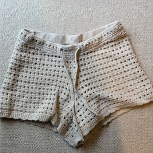 Universal Thread Cream Crochet Knit Drawstring Shorts